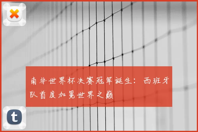 南非世界杯决赛冠军诞生：西班牙队首度加冕世界之巅